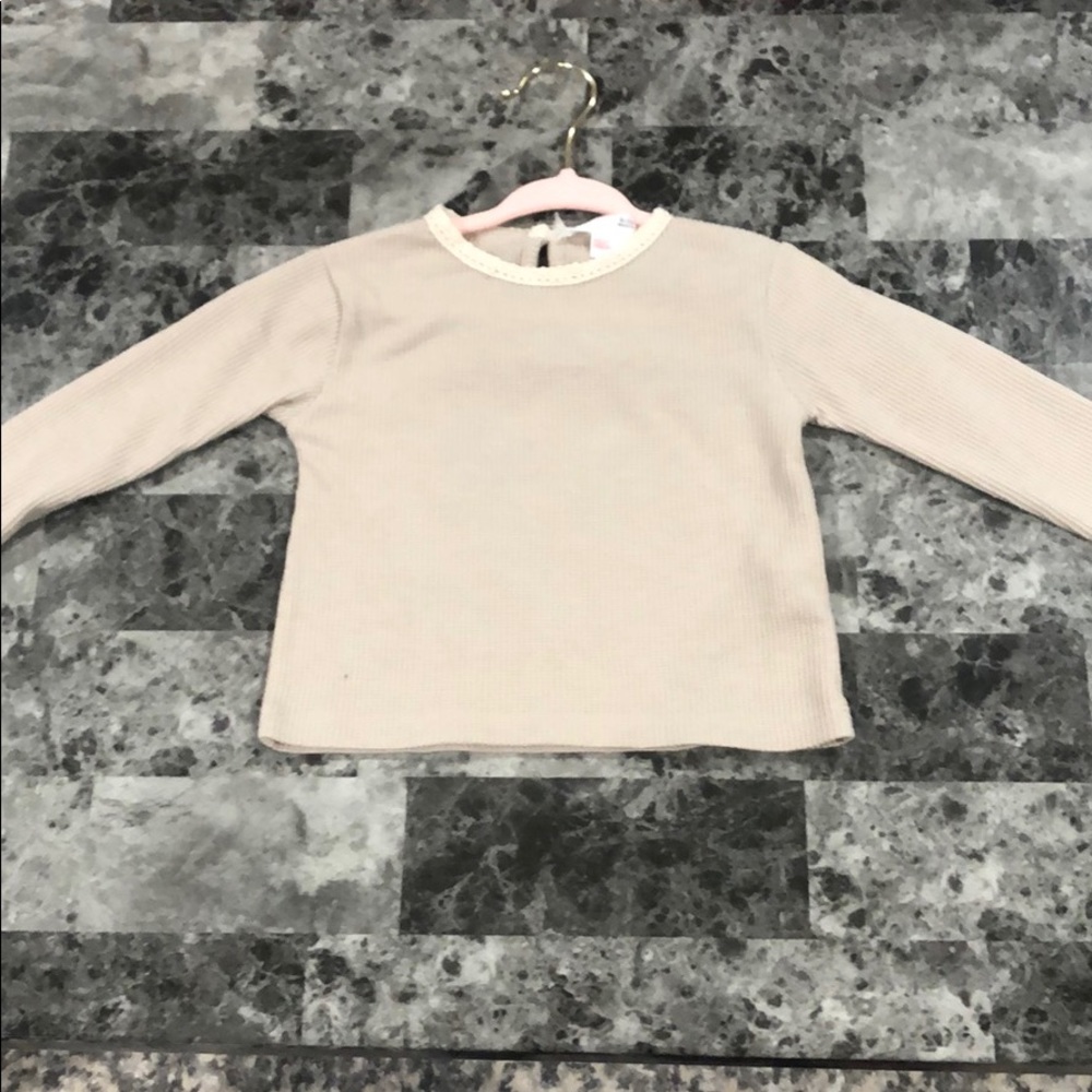 Zara baby girl tan waffle weave shirt size 9-12 mo